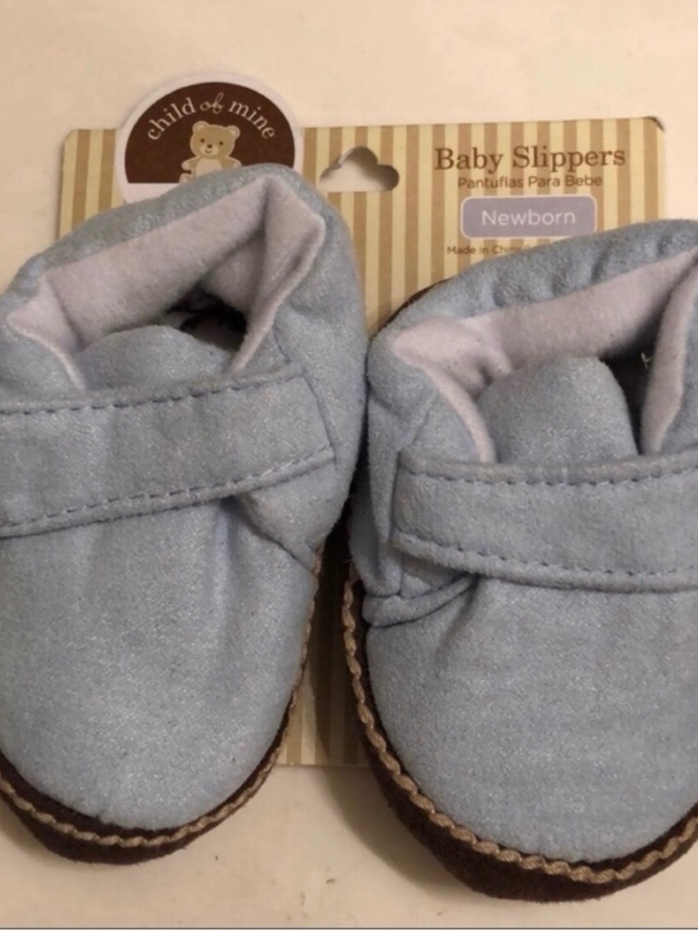 New Child of Mine Slippers Blue & Brown Newborn Baby Boy Casual Loungewear Shoes